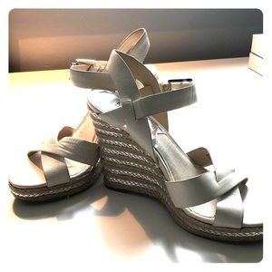 Michael Kors white and silver wedges. Size 7.